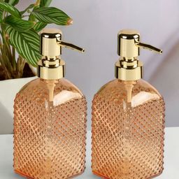 Kookee Orange 2 Pieces Textured Glass Soap Dispensers-picture-7