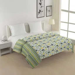 Swayam Veda Green & Yellow Pure Cotton 160 TC Double Ac Quilt image 1