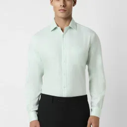 Van Heusen Green Cotton Regular Fit Texture Shirt image 1