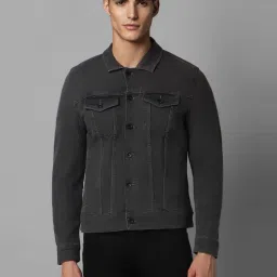 Louis Philippe Mid Black Cotton Slim Fit Denim Jacket image 1