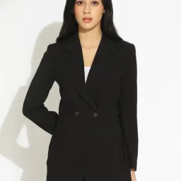 Showoffff Black Cotton Regular Fit Blazer image 2