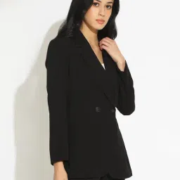 Showoffff Black Cotton Regular Fit Blazer image 3