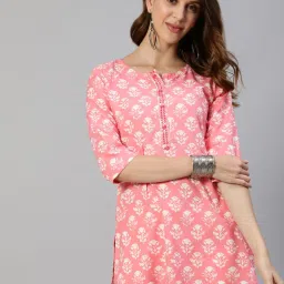 Anubhutee Pink Printed Straight Kurti image 1