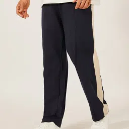 Styli Navy Blue Cotton Relaxed Fit Trackpants-picture-18