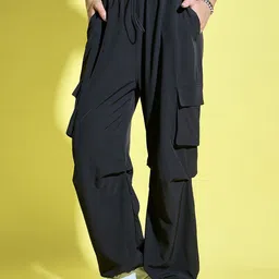DIMPY GARMENTS Women Relaxed Loose Fit High-Rise Cargos Trousers-image-99