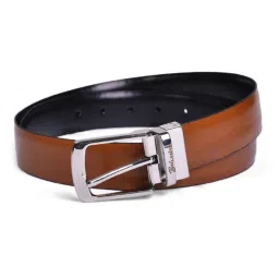 BELWABA Tan & Black Formal Reversible Leather Belt for Men image 1