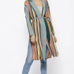 Forever 21 Multicolor Striped Longline Shrug image 1