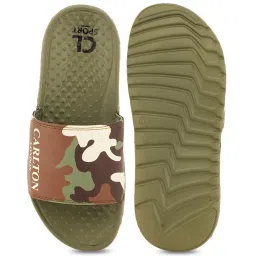 Carlton London Men's Olive Slides image 4