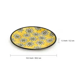 ExclusiveLane 'Californian Sunflowers' Bright Yellow & White Ceramic Dinner Plate - Set of 4 image 5