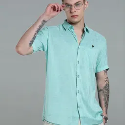 Kuons Avenue Sea Green Tailored Fit Shirt-image-21