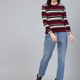 Cayman Maroon & Off White Striped Pullover image 4