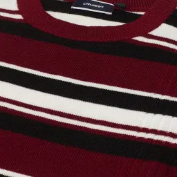 Cayman Maroon & Off White Striped Pullover image 5