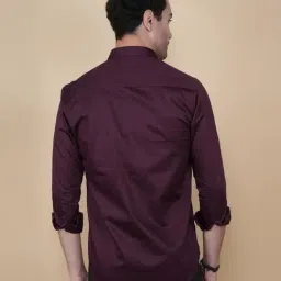 ALMATY Lion Maroon Cottton Solid Shirt image 2