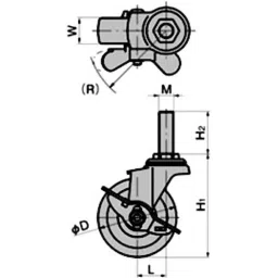 TAKIGEN Long Screw Free Caster Rubber 588N Allowable Loads with Stopper, K-415EA-150-R-picture-21