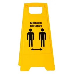 Mrinmoyee Yellow Plastic Maintain Distance Caution Board IN0652 image 3