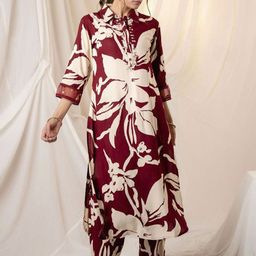 Indo Era Floral Printed Three-Quarter Sleeves Tunic With Trouser-picture-40