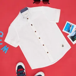 Pantaloons Junior Half Sleeves Solid Shirt - Bright White-picture-11