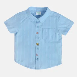 MINI KLUB Cotton Half Sleeves Striped Shirt - Blue-image-14