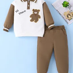 Mark & Mia Full Raglan Sleeves Winter Wear T-Shirt & Lounge Pant Set With Animal Embriodery- White-picture-29