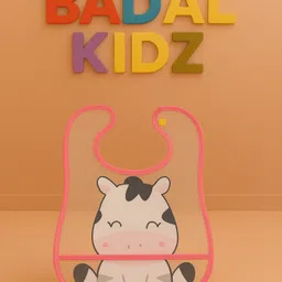 Badal Kidz Baby Plastic Waterproof With Pocket Animal Print Bib- Pink-image-96