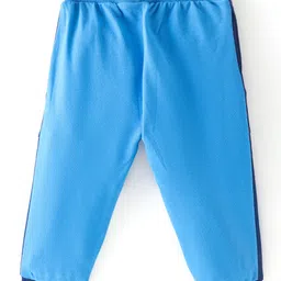 Babyhug Cotton Looper Full Length  Track Pants Text Print - Blue image 2