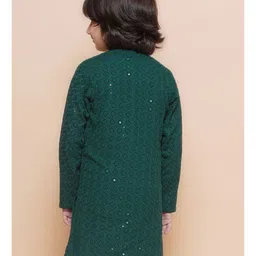 AJ Dezines Full Sleeves Sequin Embellished & Floral Embroidered Kurta - Teal image 3