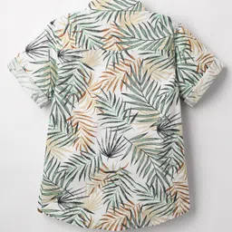 Jash Kids Cotton Woven Half Sleeves Tropical Theme Print Shirt -Green Brown & White image 2