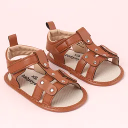 Babyoye Velcro Closure Solid Booties - Brown image 2