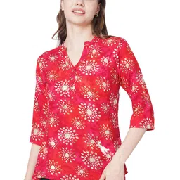 G0-4 IT Women Floral Printed Mandarin Collar Top-picture-15