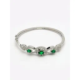 ZENEME Women Brass American Diamond Rhodium-Plated Bangle-Style Bracelet image 2