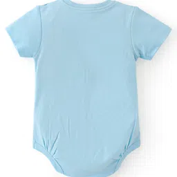 Babyoye 100% Cotton with Eco Jiva Half Sleeves Onesies With Mittens & Booties Text & Car Print - Blue image 3