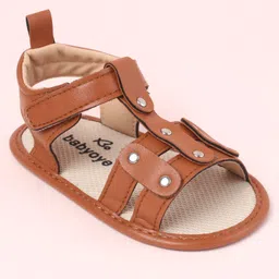 Babyoye Velcro Closure Solid Booties - Brown image 3