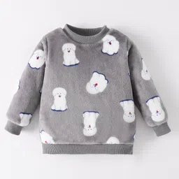 Mark & Mia Full Sleeves Winter Wear Night Suit with Puppy Print - Grey image 3