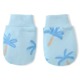 Babyoye 100% Cotton with Eco Jiva Half Sleeves Onesies With Mittens & Booties Text & Car Print - Blue image 4