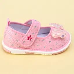 Cute Walk by Babyhug Velcro Closure Sandals with Sequin Bow Applique  - Pink image 4