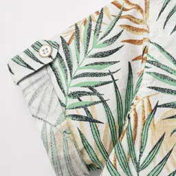 Jash Kids Cotton Woven Half Sleeves Tropical Theme Print Shirt -Green Brown & White image 4