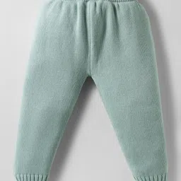 ToffyHouse Cotton Knit Full Sleeves Winter Wear T-Shirt & Lounge Pant Set With Cable Knit Design - Sea Green image 4