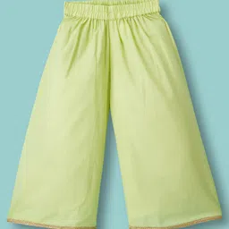 Babyhug Chanderi Woven Three Fourth Sleeves Kurta Salwar & Dupatta Set With Floral Embroidery - Lime Green image 4