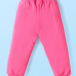 Babyhug Terry Knit Full Sleeves Top & Lounge Pant Set With Polka Dot Print & Lace Detailing - White & Pink image 5