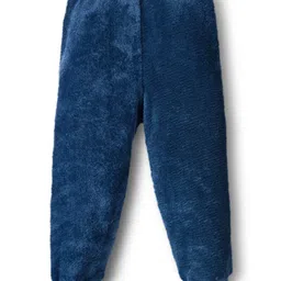 Mark & Mia Knit Full Sleeves Winter Wear Fur Sweatshirt & Lounge Pant Set with Dino Applique - Navy Blue image 5