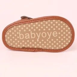 Babyoye Velcro Closure Solid Booties - Brown image 5