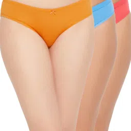 Clovia Blue & Red Cotton Bikini Panties - Pack Of 3 image 1