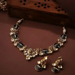 Priyaasi Regal Radiance with Lion Face Kundan Jewellery Set image 1