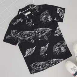 Pantaloons Junior Boys Black Rayon Printed Shirt image 1