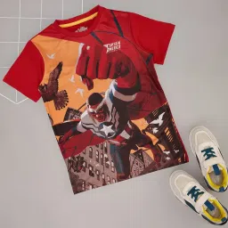 Pantaloons Junior Boys Red Cotton Printed T-Shirts image 1