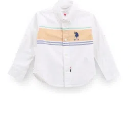 U.S. Polo Assn. Kids White Striped Full Sleeves Shirt image 1