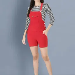 BUYNEWTREND Red Striped Dungaree-picture-22