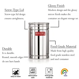 HAZEL Silver Stainless Steel Containers - Set of 3 (1.2L) image 3