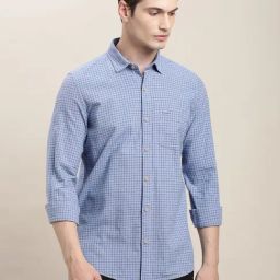Turtle Blue Slim Fit Checks Shirt-picture-38