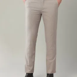 Arrow Beige Regular Fit Self Pattern Trousers image 1